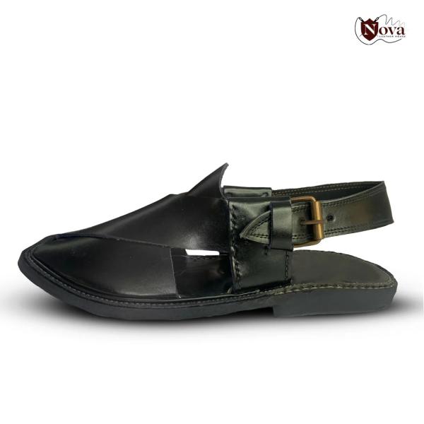Triple Gear Black Handmade Peshwari Black Chappal