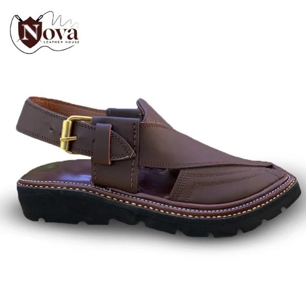 Special Vibram Charsadda Handmade Peshwari Dark Brown Chappal