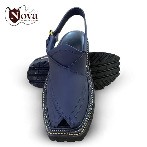 Special Vibram Charsadda Handmade Peshwari Blue Chappal